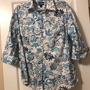 Crisp 3:/4 sleeve paisley cotton dress shirt